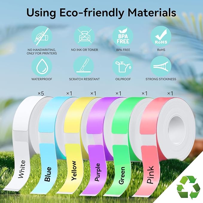 Label Maker Tape Refill 12mm 0.47, Standard Laminated Thermal Label Tape Replacement, 0.47"×1.57"(12×40mm) 1650 Labels/10Rolls/Pack, High Definition Labeling Tape for Home Office School Hotel