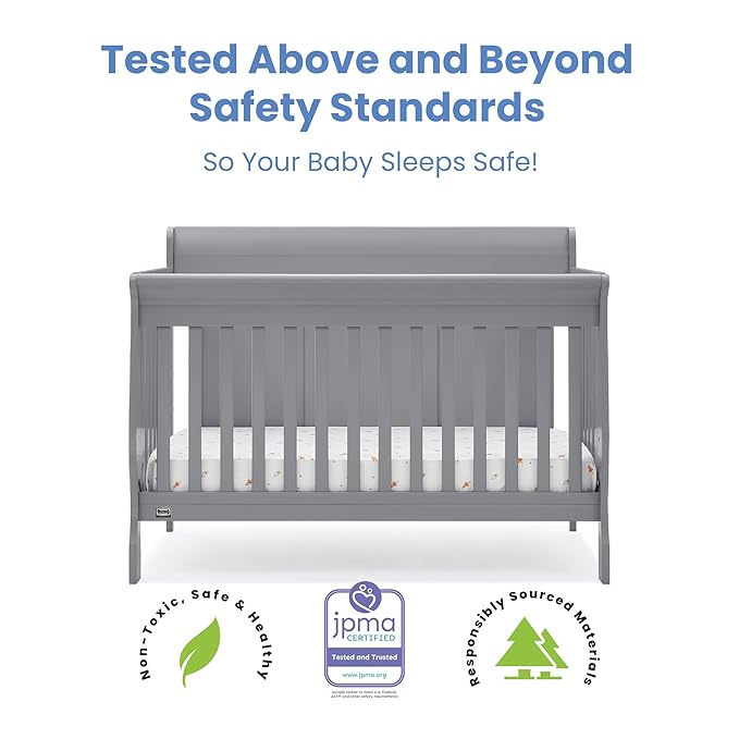 Simmons Kids Carter 6-in-1 Convertible Crib - Greenguard Gold Certified, Grey