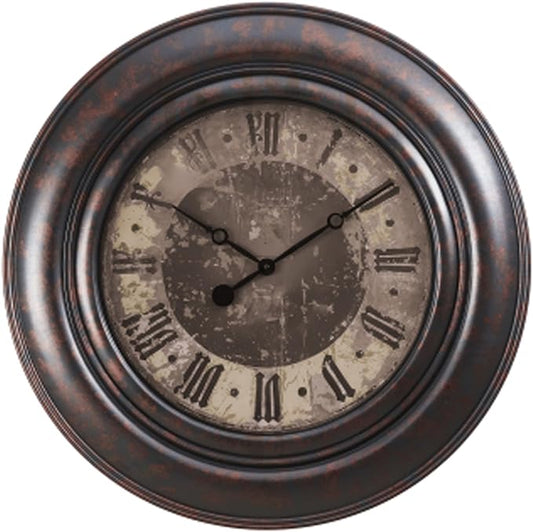Extra Large Wall Clock, 30 Inch, Dark Bronze, Silent Non-Ticking Quartz Movement, Battery Operated, Decorative Roman Numeral, Vintage Clock Living Room, Office, Home Decor