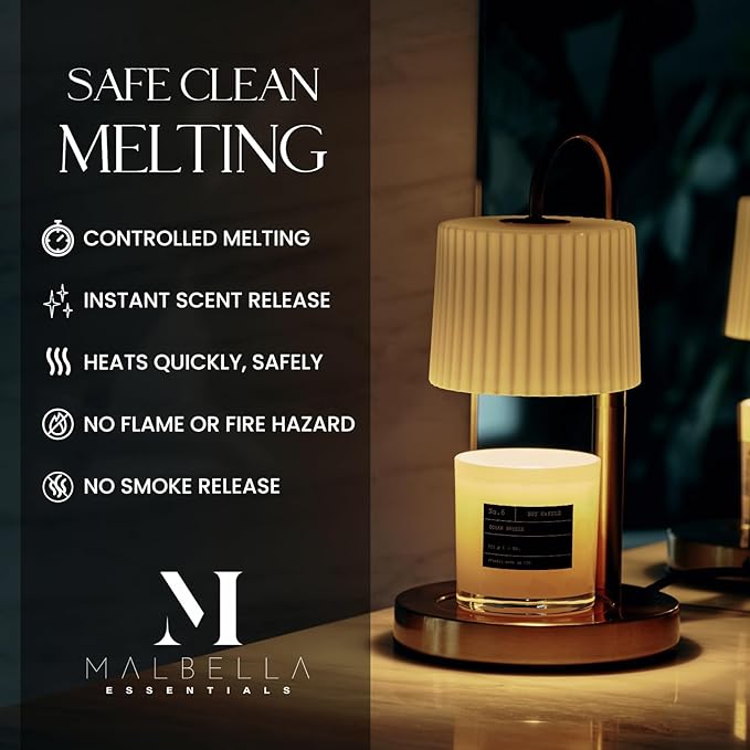 Dimmable Glass Candle Warmer Lamp with Timer - Adjustable Height Candle Lamp Warmer with Timer (8H/4H/2H) - Wax Melter - Ideal Gift, fits Various Size Scented Candles - 02 Bulb - (Brushed Nickel)