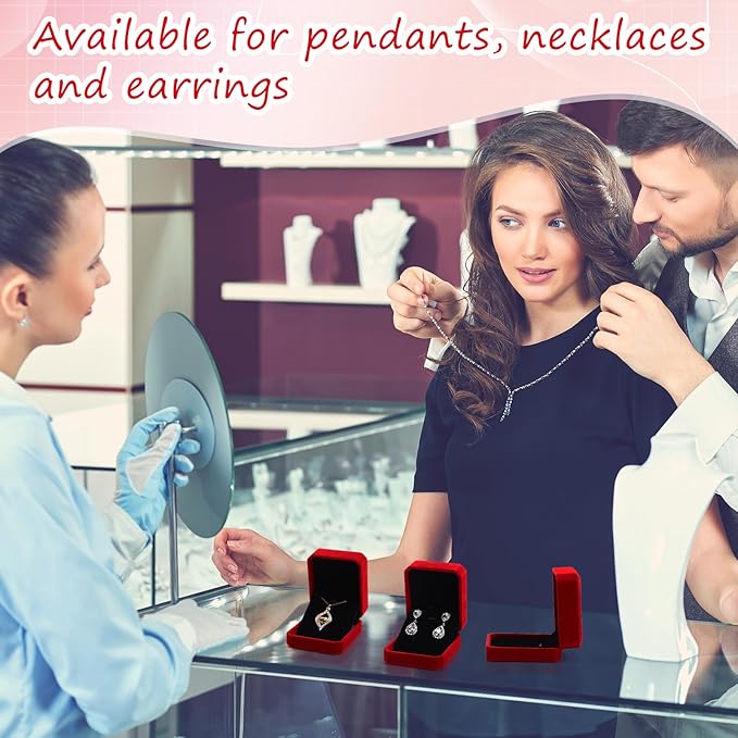 Sureio 24 Pcs Velvet Necklace Ring Boxes Bulk Earring Pendant Jewelry Gift Display Case for Proposal Anniversary Wedding Engagement Birthday Gift(Wine Red)