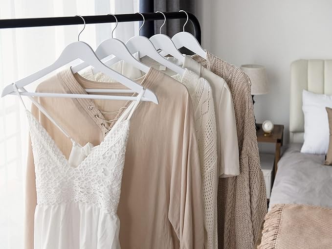 StorageWorks White Wooden Hangers, 20 Pack Wood Hanger for Closet, Coat Hangers for Coats, Shirts, Pants, Bridesmaid Suits, Wedding Dress