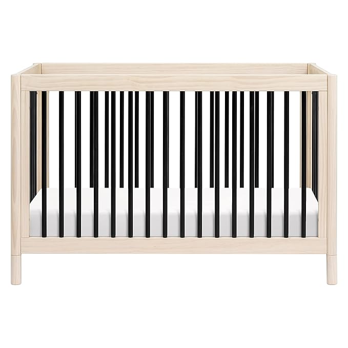 Babyletto Gelato 4-in-1 Convertible Crib with Toddler Bed Conversion in Washed Natural and Black, Greenguard Gold Certified