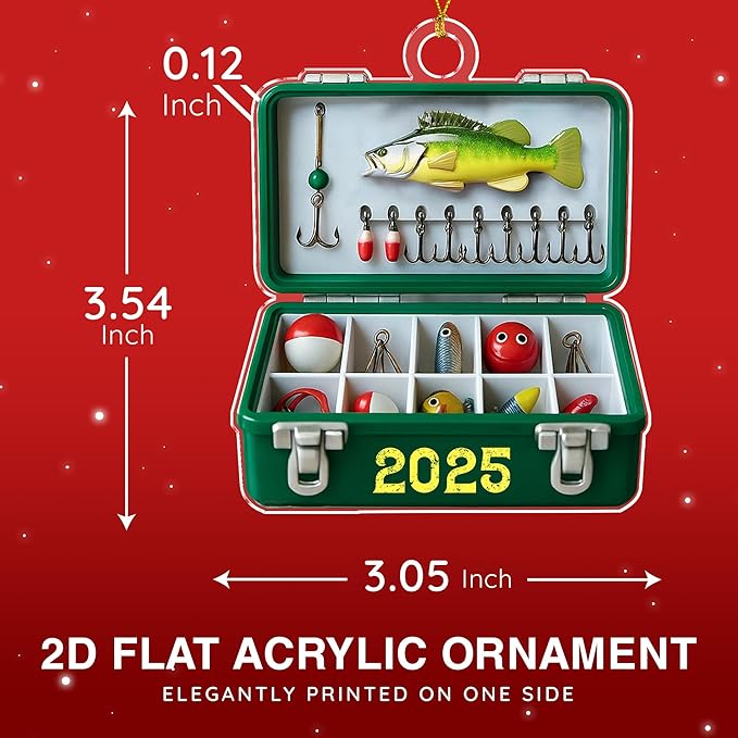Fishing Ornaments for Christmas Tree - Unique Fisherman Gifts for Men, Cool Funny and Unique Fishing Gift for Men and Boys, Fisherman Gift 2D Flat Ornaments