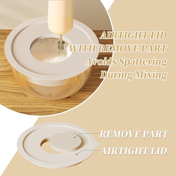 Mixing Bowls with Lids Set, 6 Piece Stainless Steel Nesting Storage Bowls for Kitchen, with 3 Grater Attachments & Non-Slip Bottoms, Size 5.5,3.5,2.5,2.1,1.5,1.1 QT