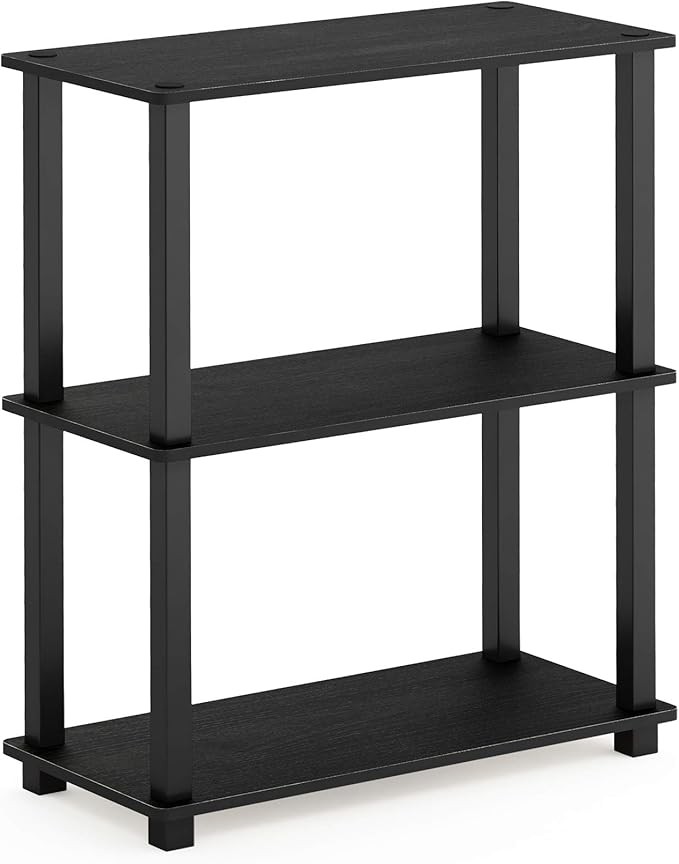 Furinno Turn-S-Tube 3-Tier Compact Multipurpose Shelf Display Rack with Square Tube, Americano/Black