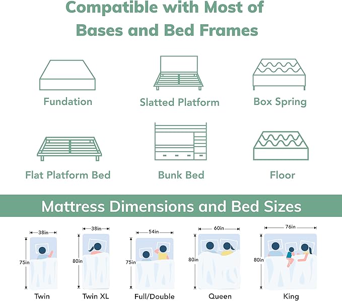 EGO White 12 inch King Memory Foam Mattress, Gel Green Tea Mattress Bed in a Box, Made in USA, CertiPUR-US Certified, 76"x80", Medium Firm