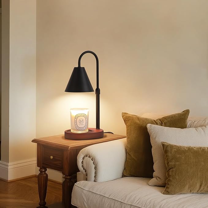 Black Candle Warmer Lamp with Timer and Dimmer,Mother's Day/Birthday/Christmas Gifts for Mom/Wife,Electric Wax Melt Warmer,Home Decor,Scented Jar Lamp,Adjustable Height,with 2 Bulbs