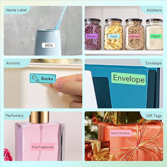 Label Maker Tape Refill 12mm 0.47, Standard Laminated Thermal Label Tape Replacement, 0.47"×1.57"(12×40mm) 1650 Labels/10Rolls/Pack, High Definition Labeling Tape for Home Office School Hotel