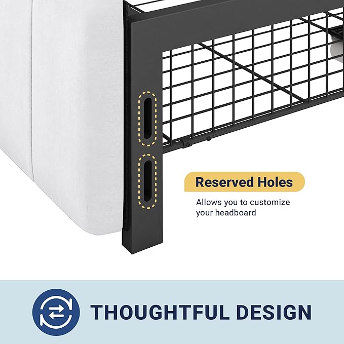 Allewie King Size Platform Bed Frame with 4 Large Storage Drawers, Velvet Vertical Channel Tufted Upholstered Bed Base, Wooden Slats Support, Noise-Free, No Box Spring Needed, Easy Assembly, White