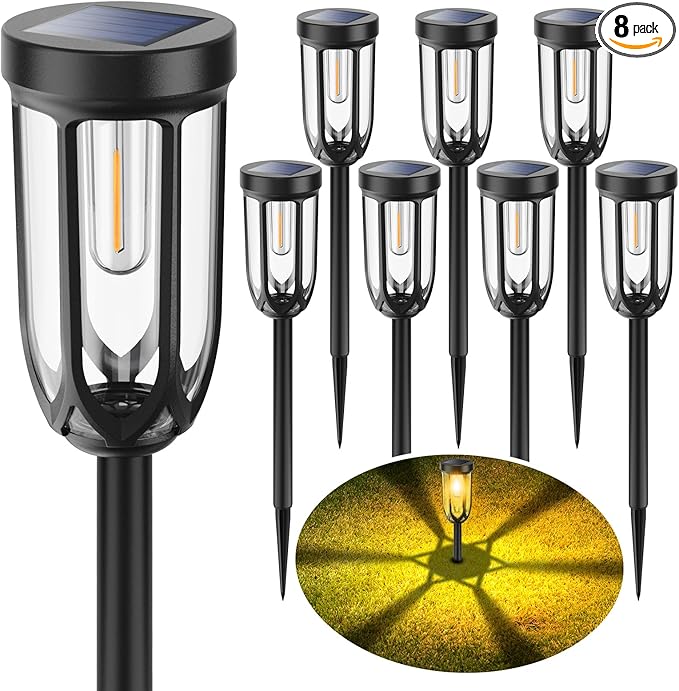 Solar Lights Outdoor 8 Pack, Solar Pathway Lights, Solar Lights Outdoor Waterproof IP65, Bright Auto On/Off Driveway Patio Light, Solar Garden Lights Landscape Lighting for Walkway Lawn Yard