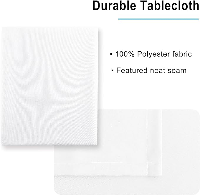 Hiasan White Square Tablecloth - Waterproof and Spillproof Restaurant Washable Polyester Table Cloth for Dining Room, 54 x 54 Inch