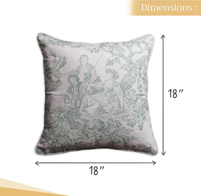 Maison d' Hermine Decorative Pillow Covers 18 x 18 Inch Square 100% Cotton Throw Pillow Covers with Invisible Zipper for Living Room Couch, Chair, Sofas, Bedroom, Home (The Miller - Antique Green)