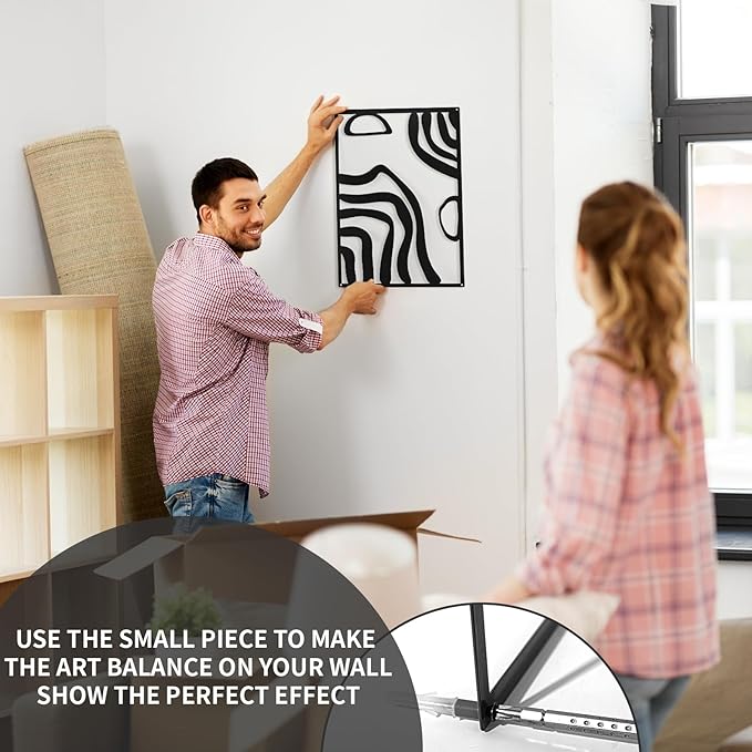 Art3d Metal Wall Art, Set of 4 Black Wall Decor for Living Room Bedroom Hallway Dining Room, Line Art Wall Décor, Life and Romance Story theme Minimalist Wall Art Style