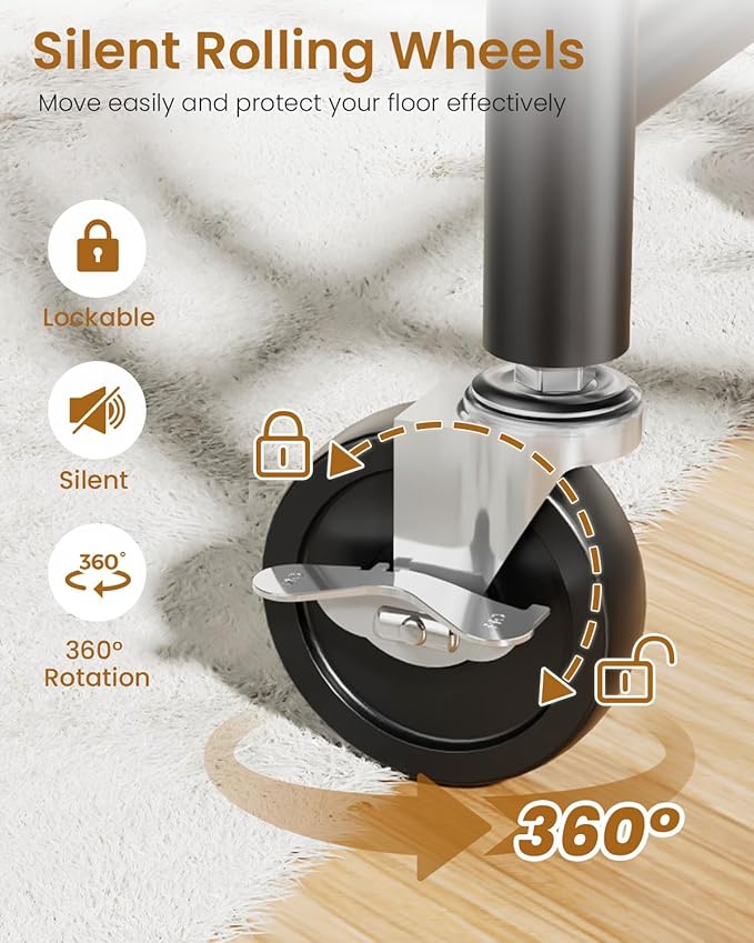 Heavy Duty Garment Rack, Metal Clothes Rack Load 450 LBS, Rolling Clothing Racks for Hanging Clothes with Lockable Wheels, Wardrobe Closet Coat Racks for Bedroom, Black