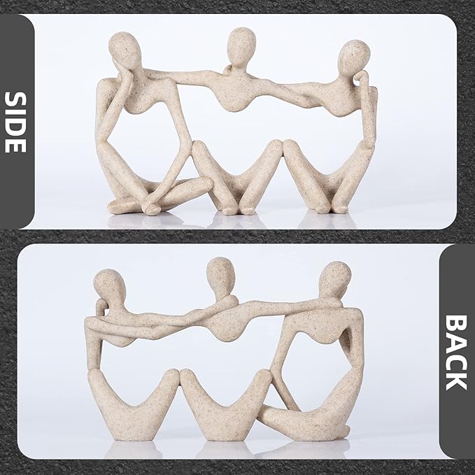 Thinker Statue Gold Decor Abstract Art Sculpture, Golden Resin Collectible Figurines for Home Living Room Office Shelf Decoration,Great Gifts Ideas (Conjoined Body-Sandstone)