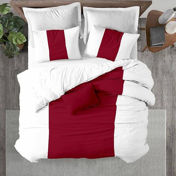 Kotton Culture 1 Pc King Size Duvet Cover Only -100% Egyptian Cotton Sateen 600 Thread Count Ultra Soft Premium Durable Comforter Cover Zipper Closure & Corner Ties (Snow Red, King 102"x94")