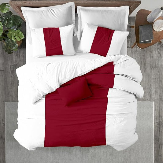 Kotton Culture 1 Pc King Size Duvet Cover Only -100% Egyptian Cotton Sateen 600 Thread Count Ultra Soft Premium Durable Comforter Cover Zipper Closure & Corner Ties (Snow Red, King 102"x94")