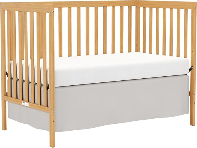 Baby Crib 5-in-1 Convertible, Wooden Nursery Cribs Converts to Toddler Bed, Daybed and Full Size Bed, 3 Adjustable Base, Non-Toxic Finish (Natural)