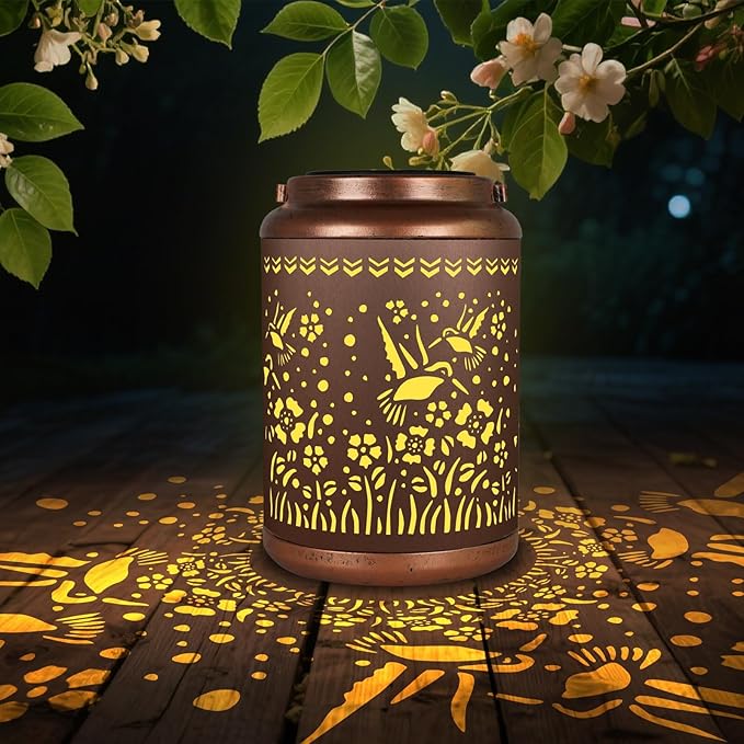 Solar Lanterns 0utdoor Waterproof, Outdoor Waterproof Hummingbird Garden Decorative Lights, Courtyard and Backyard Lights, Porch Metal Solar Decorations