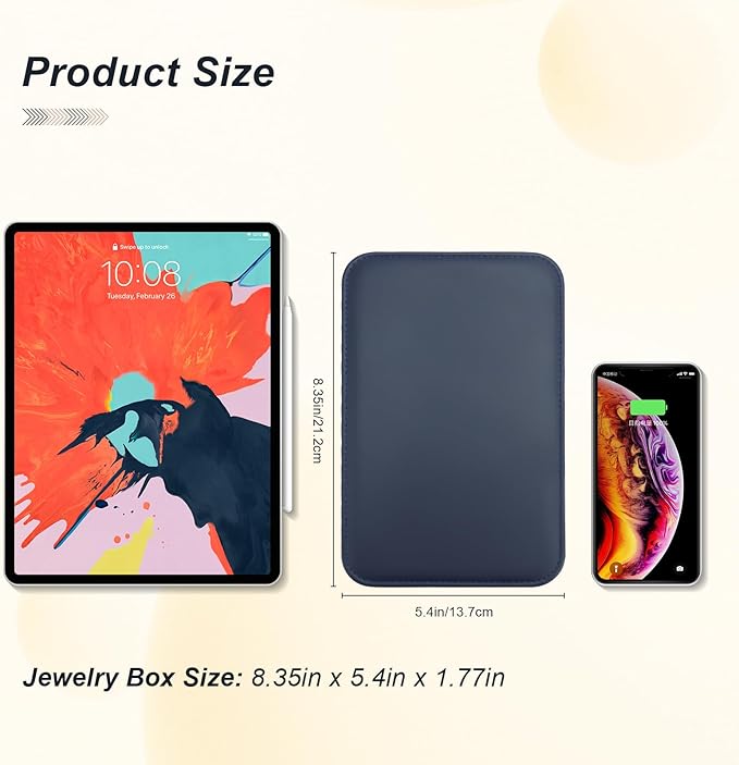 Travel Jewelry Case, Jewelry Box Small PU Leather Portable, Jewelry Travel Case for Rings Earrings Necklaces Bracelets Watch, Navy B