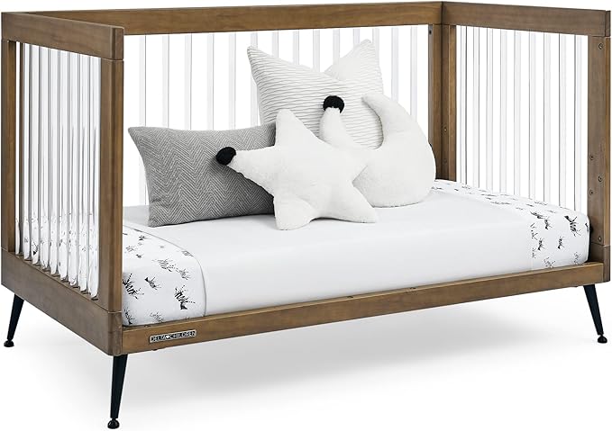 Delta Children Sloane 4-in-1 Acrylic Convertible Crib - Greenguard Gold Certified, Acorn/Matte Black