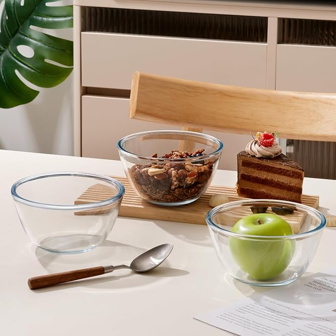 NUTRIUPS Glass Bowls Set Cereal Bowl Glass Salad Bowls Small Bowl for Kitchen (24oz-set of 6)