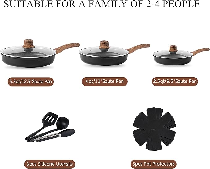 Vinchef Pots and Pans Set Non Stick, 12pcs Induction Cookware Set, Non Stick Frying Pans with Lid, Non Toxic Kitchen Cookware Sets, Pan Sets for Cooking, PFAS and PFOA Free