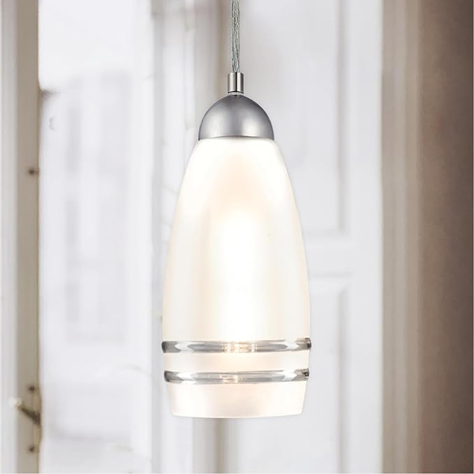 Westinghouse Lighting 6134600 Leeanne Traditional One Light Indoor Mini Pendant, Brushed Nickel Finish, Frosted Glass