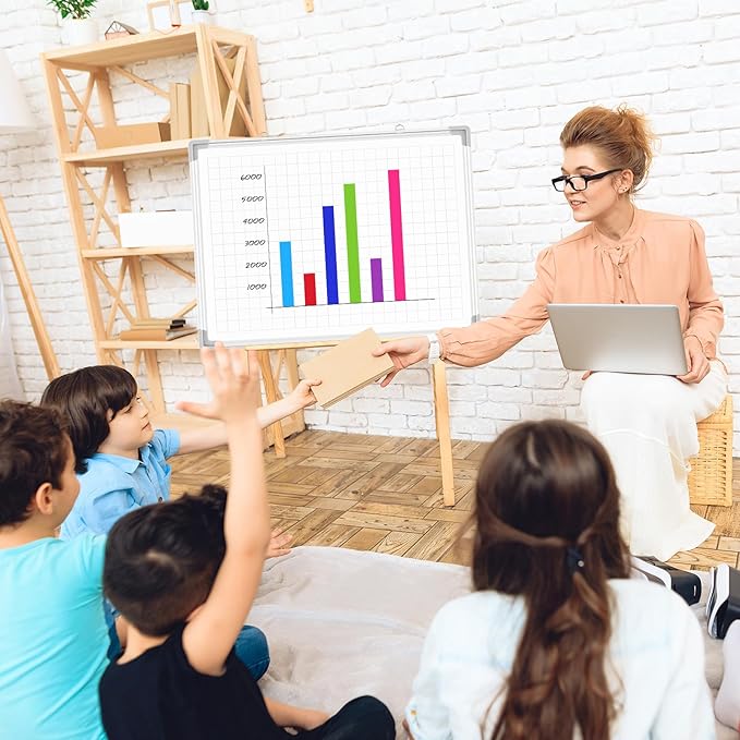 Lincia Magnetic Dry Erase Whiteboard with Lines, 24" x 18" White Board Planner for Wall, Planning Board Magnetic Ruled Dry Erase Whiteboard with Aluminum Frame for Home School Classroom Office (Grid)