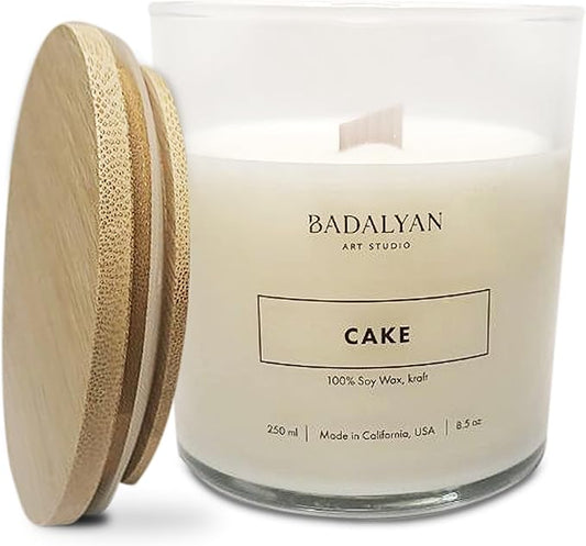 Scented Soy Candles in Glass Jar, Cake Scent, Relaxation Gifts for Women, Home Fragrance, Modern Style, White Color, Non Toxic, Clean Burn, Long Burning