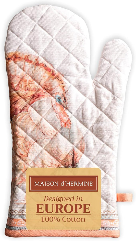 Maison d' Hermine Oven Gloves 100% Cotton Oven Mitt 7" x 13" with Loop Heat Resistant BBQ Cooking Gloves for Thanksgiving Christmas Decorations Baking Handling Hot Pans (Pack of 1, Giving Thanks)