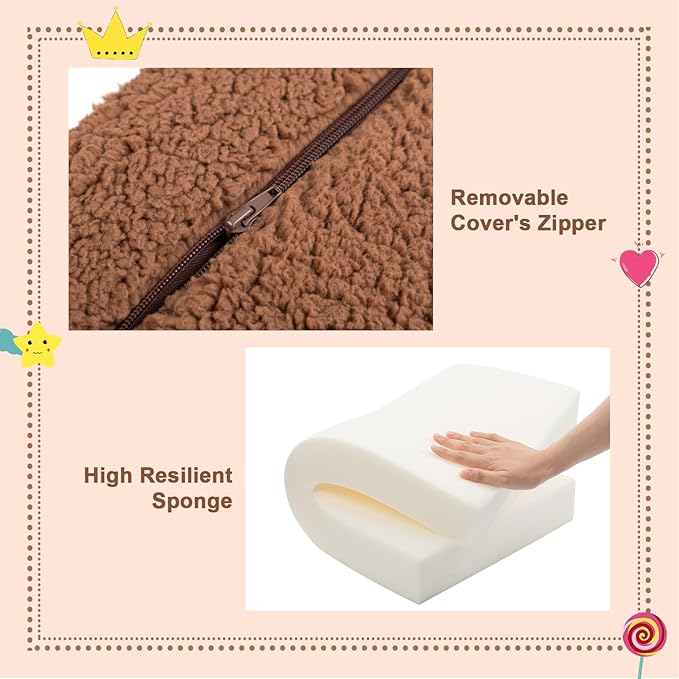 ALIMORDEN 2-in-1 Flip Out Cuddly Sherpa Toddler Couch, Convertible Sofa to Lounger, Bear