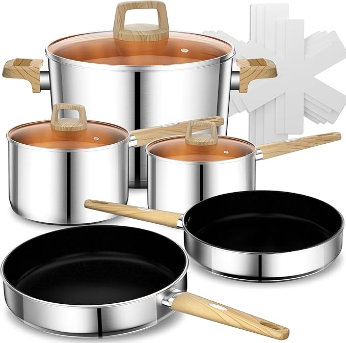 Stainless Steel Cookware Set 13-Piece, Pots and Pans Set, Induction Cookware, Kitchen Cooking Set, Oven Safe