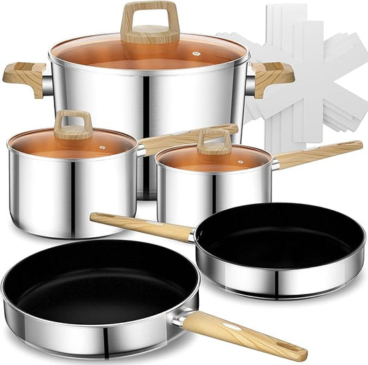 Stainless Steel Cookware Set 13-Piece, Pots and Pans Set, Induction Cookware, Kitchen Cooking Set, Oven Safe