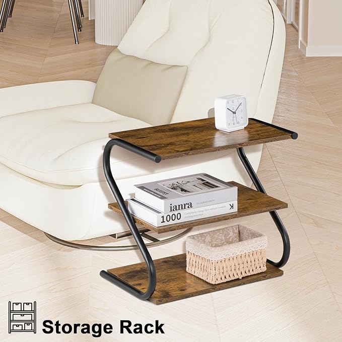 Small 3-Tier Shoe Rack, Z-Frame Wooden Shoe Shelf with Durable Metal Shelves for Hallway, Living Room, Closet, Bedroom (17.2”)