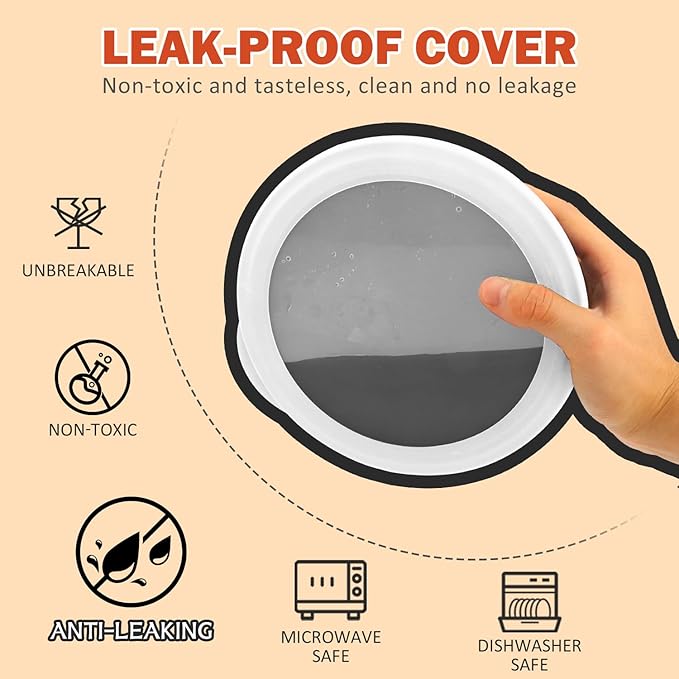 alternative plastic bowl set with lids,unbreakable wheat straw bowls 40oz suitable for indoors and outdoors,overnight foods container with cover. White