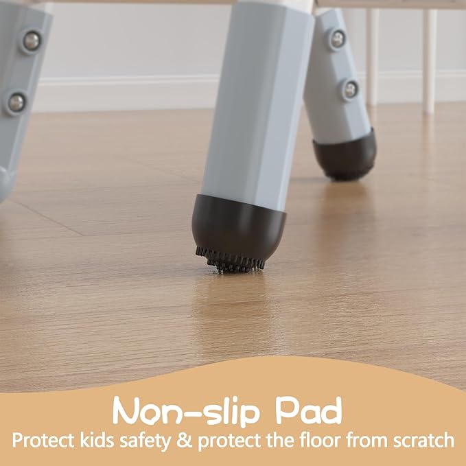 GAOMON Kids Chairs Set of 2, 3 Level Height Adjustable Kid Chair, Plastic Toddler Chairs for Children Boys Girls Age 2-6, Suitable for Home Family Classroom Nursery Indoor Use, Gray Blue