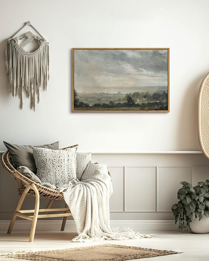 InSimSea Framed Canvas Wall Art Vintage Decor, Room Decor Vintage Landscape Artwork Home Wall Decor, Kitchen Office Farmhouse Bathroom decor, 16"x24"