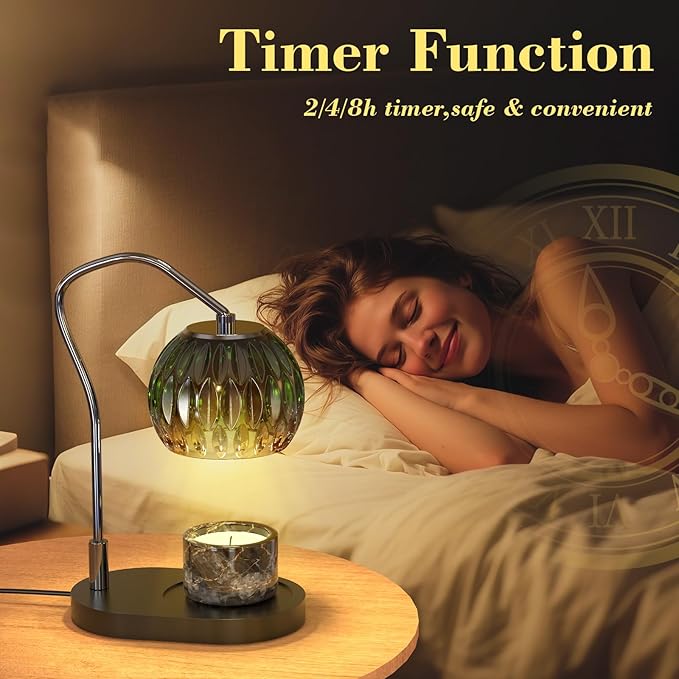 Candle Warmer Lamp with Timer & 4-Level Dimmer, Electric Wax Warmer for Jar Candles, Greener Home Decor with 2 Bulbs, Gift for Women, Men, Housewarming