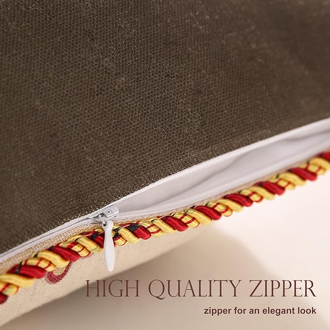 patdrea Designer Throw Pillow Covers 12"x20",Vintage Red Flying Bird Pattern Linen Pillowcases with Tassel Edges Pillows Cover for Couch,Decorative Lumbar Cushion for Bed Outdoor Car,Set of 2