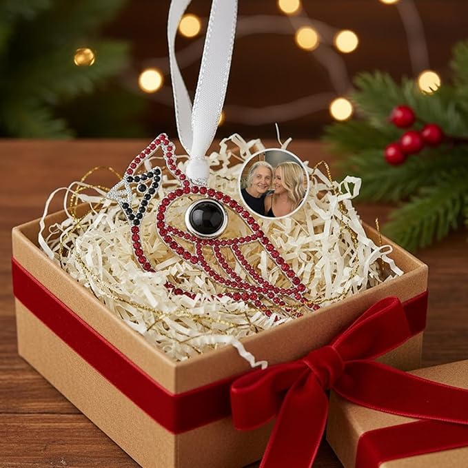 NAZENTI Personalized Christmas Ornaments with Photo Inside – Custom Cardinal 2025 Projection Pendant for Home, Custom Photo Ornaments for Christmas Tree, Xmas Decorations, Keepsakes for Grandparents