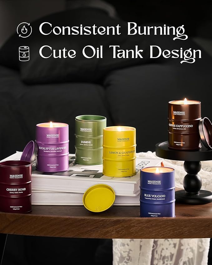 Mini Candle Set | Scented Candles Set|6 Pack Candles for Home Scented Candle,Lemon Grapefruit Eucalyptus Lavender Jasmine Coffee Cherry Candle,Gift Set for Women and Men,Soy Wax 21 oz 105 Hour