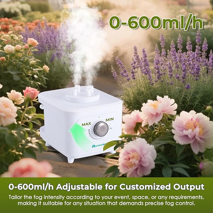 Mxmoonant Ultrasonic Humidifier Automatic Water Filling, 0-600ml/H Adjustable Mist Maker, 4 Directions Making Fog, For Plant, Greenhouse, Reptile, Room Humidification