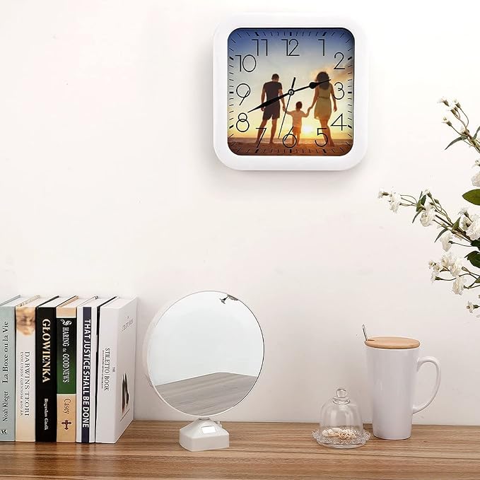 Custom Wall Clock, Personalized Wall Clock with Photo/Image Text Non-Ticking Clock Silent Customized Digital Wall Clocks Customized Gift for Living Room Kitchen Bathroom Home Decor