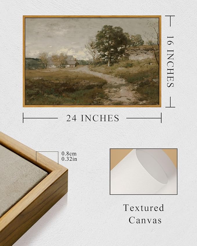 InSimSea Framed Canvas Wall Art Vintage Decor, Room Decor Classical Oil Painting Canvas Prints Arkville Landscape Vintage Wall Art Home Decor, 16"x24"