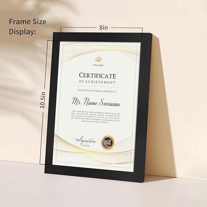 8.5x11 Picture Frame set of 15, Multi Certificate 8.5 by 11 Picture Frames Bulk, Document Diploma Award Frame for Wall Hanging or Tabletop Display, Black