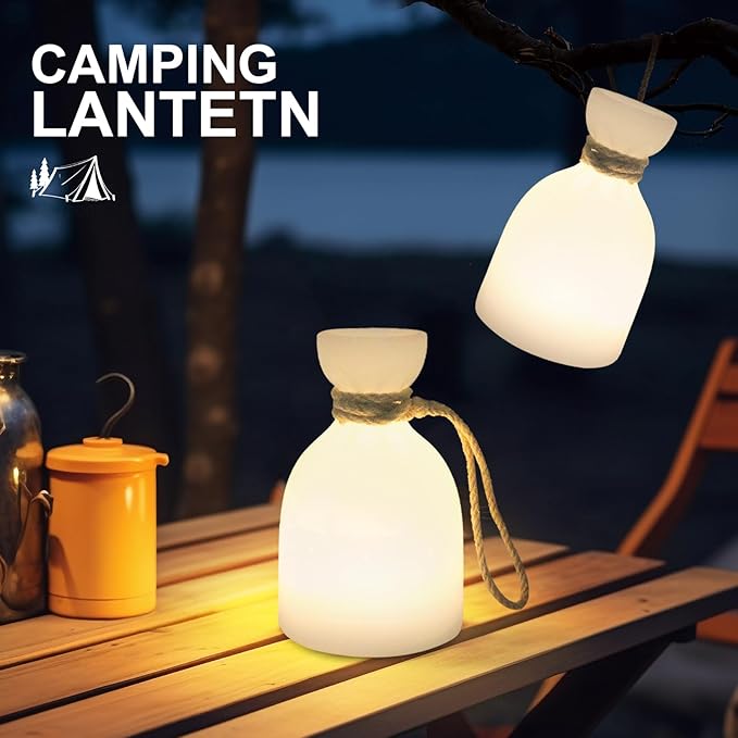uuffoo Portable Led Lamp Waterproof, Led Camping Lantern Light with Handle, Rechargeable Night Lights with Multi-Color & Warm White Modes, Indoor/Outdoor Lamps for Patio, Tent, Bedroom, Garden