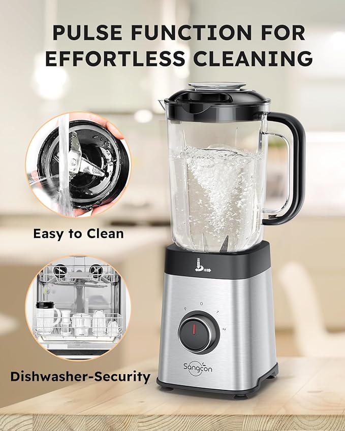 Sangcon Blenders for Kitchen - Smoothie Blender - Personal Blender Combo for Kitchen, Blender for Shakes and Smoothies, Grinding & more, 40 oz Jar & 17oz Cup with To-Go Lid
