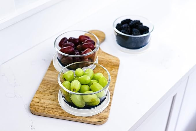 6-Piece Glass Food Storage Containers Set (3 Containers + 3 BPA-Free Lids) | 2-Cup, Leakproof | Microwave, Freezer, Oven & Dishwasher Safe | Ideal for Meal Prep & Pantry Organization